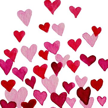 Artwork thumbnail, Valentine’s Day Watercolor Hearts – pink by wackapacka