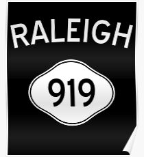 Raleigh 919 North Carolina Vintage Area Code Poster