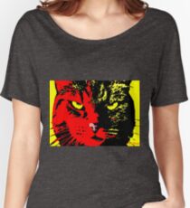 ANGRY CAT POP ART - RED YELLOW BLACK Women's Relaxed Fit T-Shirt