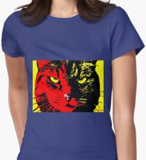 ANGRY CAT POP ART - RED YELLOW BLACK Women's Fitted T-Shirt