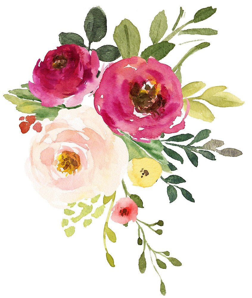 "Pink Burgundy Floral Watercolor Bouquet" by junkydotcom ...