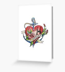 Valentines Day. Old school tattoo style. Greeting Card