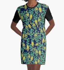 Golden Wattle - Navy Graphic T-Shirt Dress