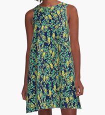 Golden Wattle - Navy A-Line Dress