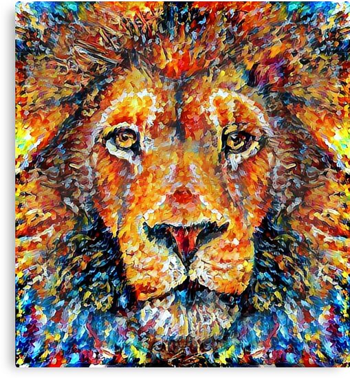 "Colorful Lion Painting v4" Canvas Prints by erisian Redbubble