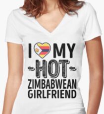 Ich liebe meine HEISSE Simbabwe-Freundin - niedliches Simbabwe-Paare Romantische Liebes-T-Shirts u. Aufkleber Shirt mit V-Ausschnitt