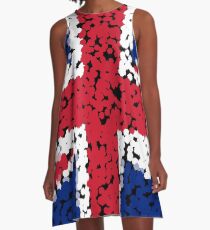 Union Jack Flag Stipple Art A-Line Dress