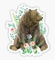 bear sitting in the forest Sticker