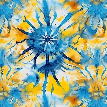 Abstract Yellow Blue Ukrainian Flag Style Tie Dye Retro Watercolor Pattern  | Kids T-Shirt