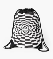 BLACK AND WHITE CHECKERED Abstract Art Drawstring Bag