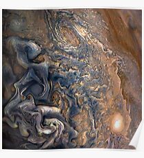 Swirling Clouds of Planet Jupiter Close Up from Juno Cam Poster