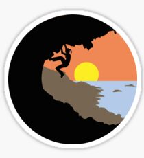 Woman Rock Climbing Outdoor Sunrise Sticker