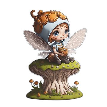 Fairy Sitting And Looking Up Sticker