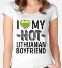 I Love My HOT Lithuanian Boyfriend - Cute Lithuania Couples Romantic Love T-Shirts & Stickers Women's Fitted Scoop T-Shirt