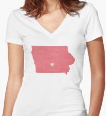 Iowa Love in Coral Women's Fitted V-Neck T-Shirt