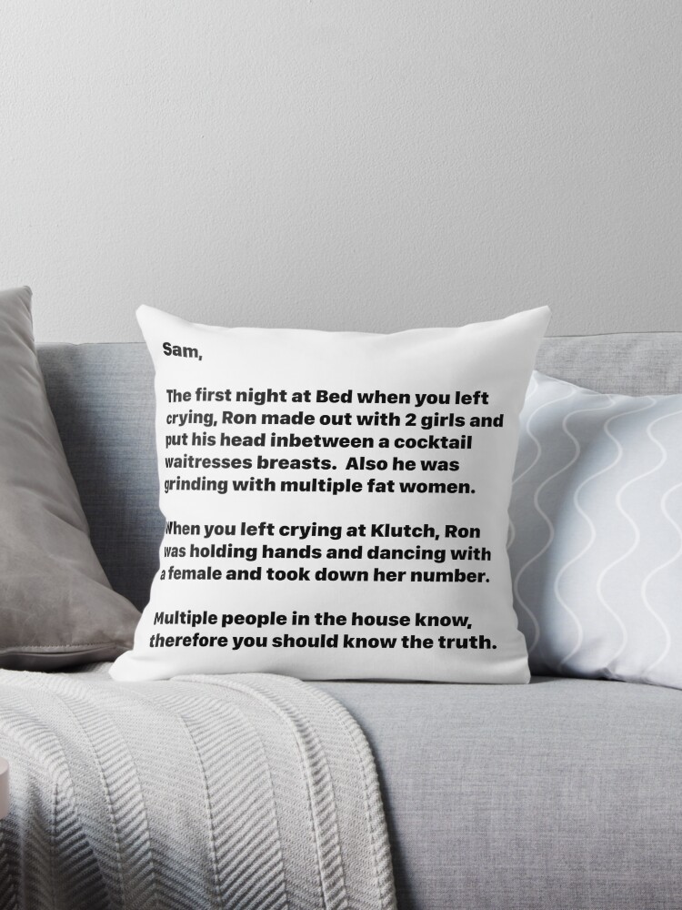 Jersey Shore Letter To Sam Anonymous Throw Pillow By 14fusion