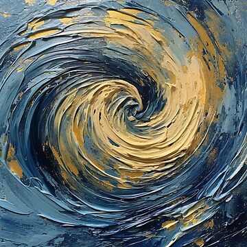 Blue and Gold Swirl No2 Poster