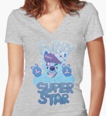 FURRY SUPERSTAR - color Women's Fitted V-Neck T-Shirt