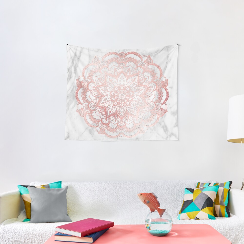 Rose Gold Mandala Star Tapestry