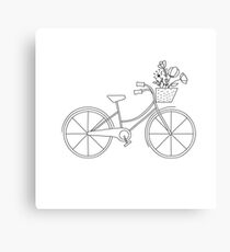Hand drawn bicycle with basket and flowers Canvas Print