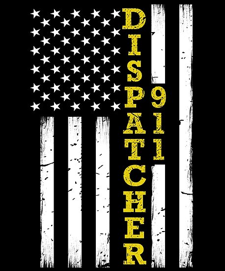 “911 Dispatcher Thin Gold Line Flag Gift” Posters by bluelinegear