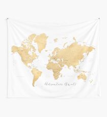 Abenteuer erwartet eine goldene Weltkarte mit Ländern und Staaten Wandbehang