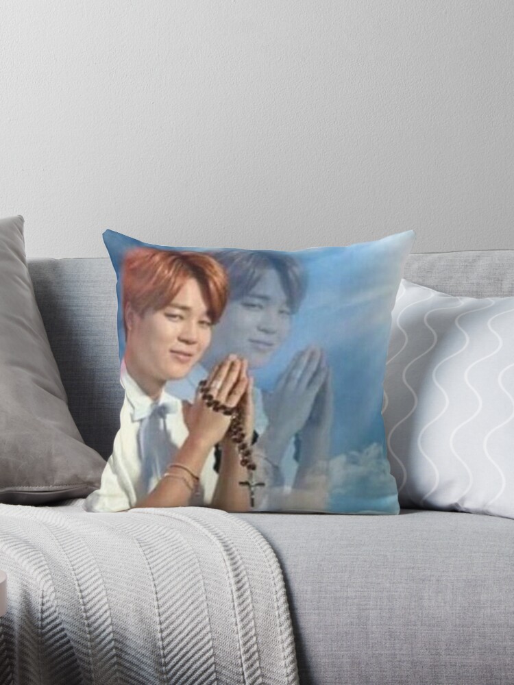 "BTS Jimin Praying meme" Throw Pillow by mapao | Redbubble