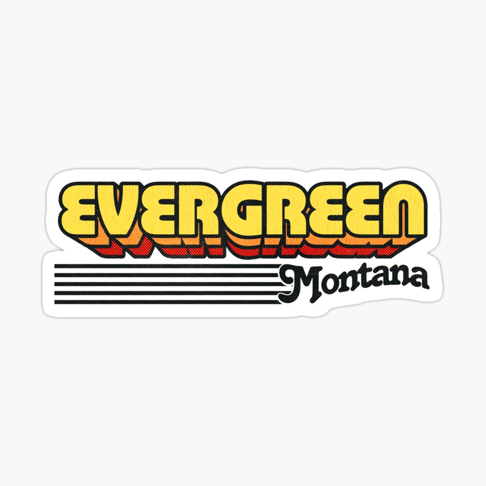 Evergreen, Montana | Retro Stripes Sticker