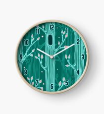 Emerald forest. Seamless pattern with trees Clock