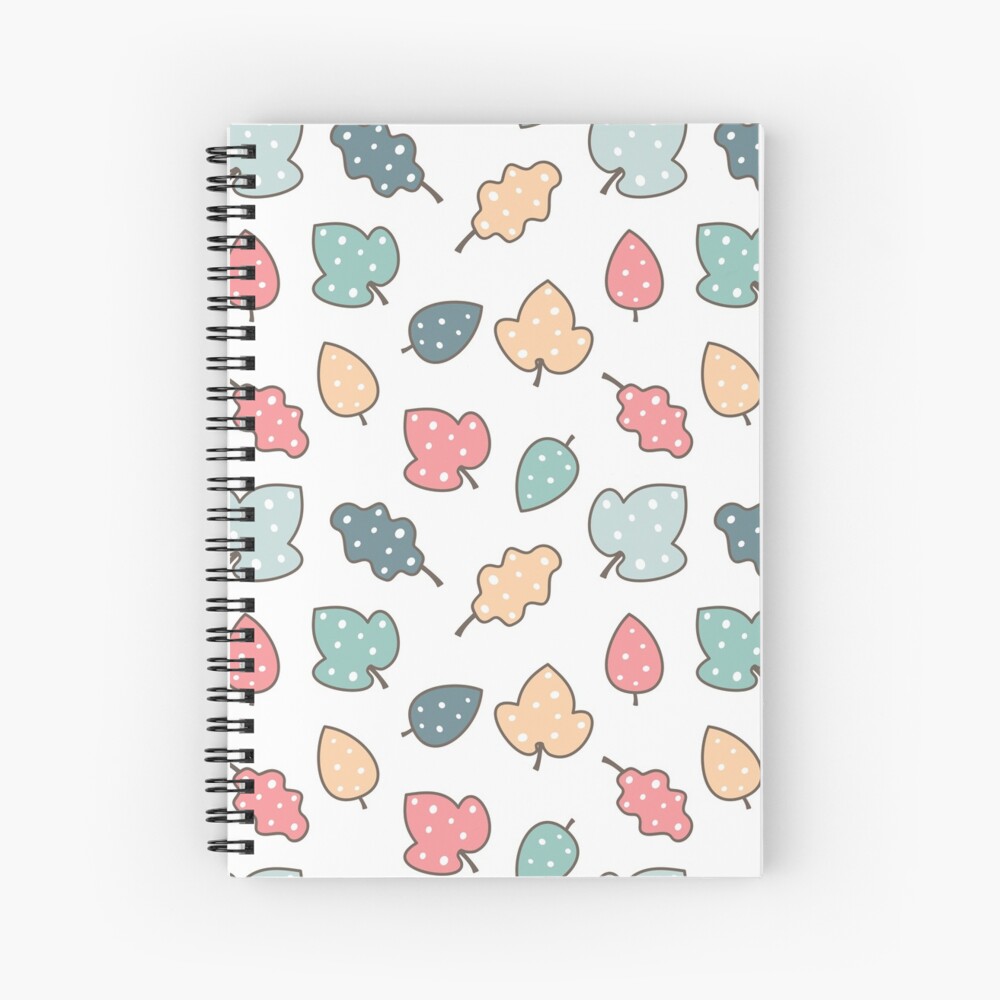 cute colorful leaves with dots pattern background