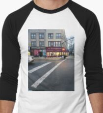 Street, City, Buildings, Photo, Day, Trees Men's Baseball ¾ T-Shirt