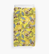 Yellow lemon and bee garden. Duvet Cover