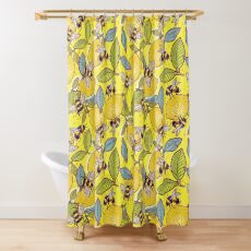 Yellow lemon and bee garden. Shower Curtain