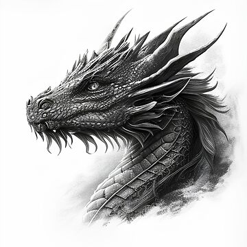 Black and white Dragon drawing Art Board Print