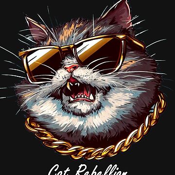 Cat Rebellion - Stylish cat with sunglasses and gold chain Essential  T-Shirtundefined by LV-creator