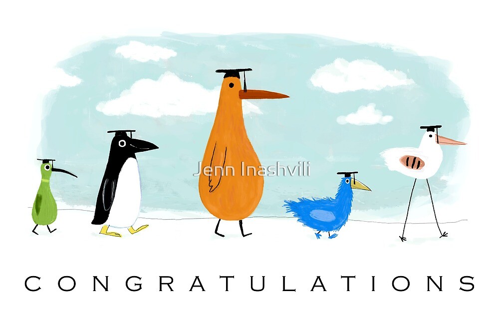 "Bird Graduates" by Jenn Inashvili Redbubble