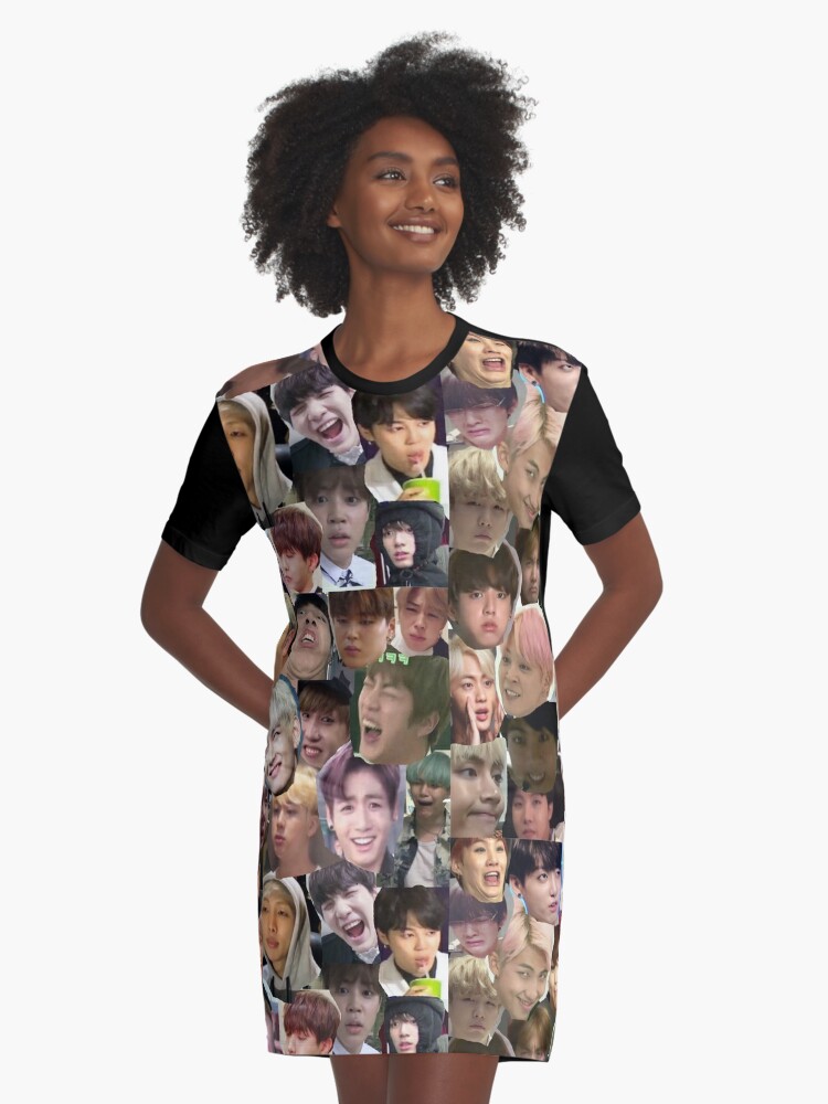 Bts Meme Face Collage Graphic T Shirt Dress By Kpop Channel