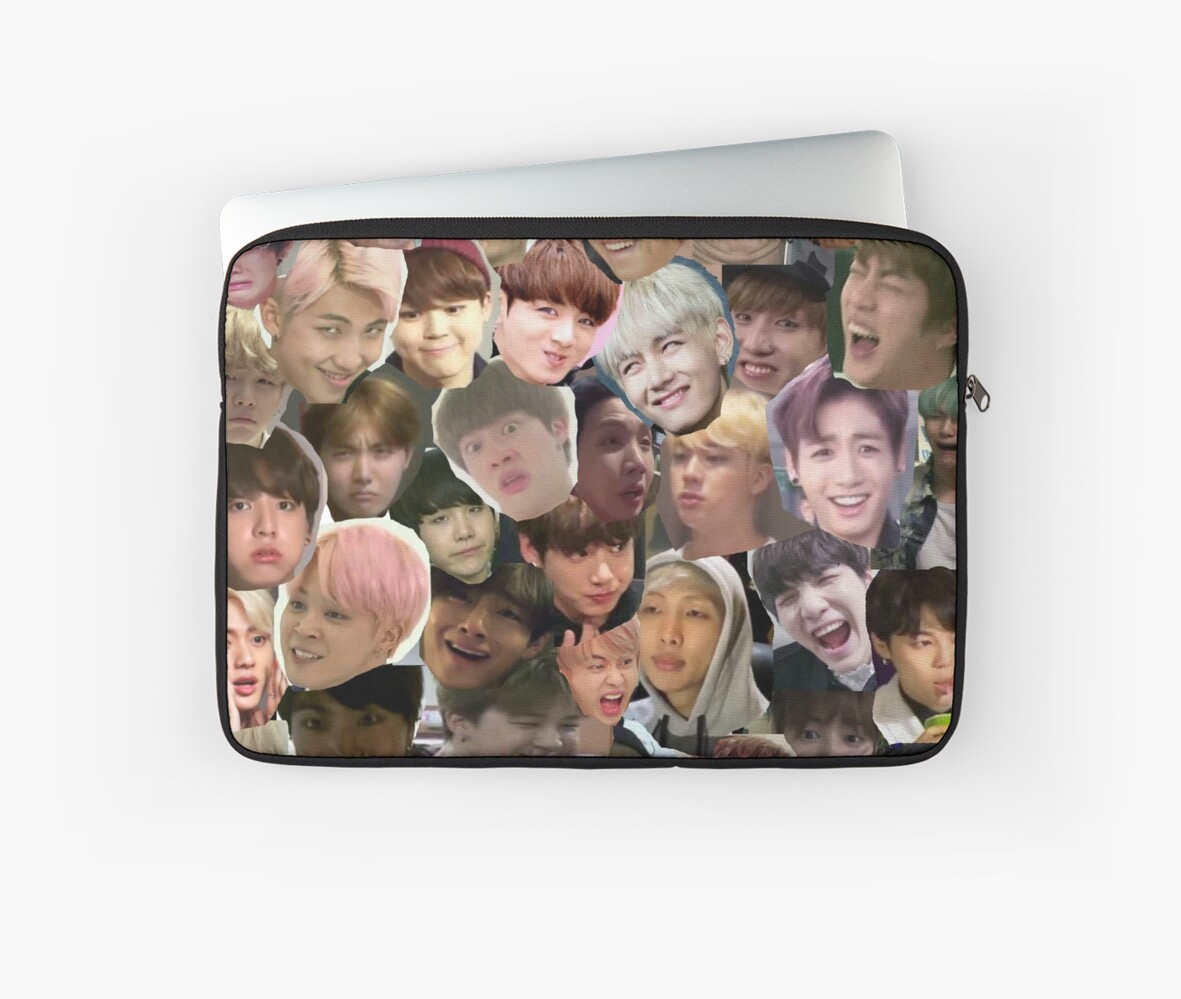 BTS MEME FACE COLLAGE Laptop Sleeves By Kpop Channel Redbubble