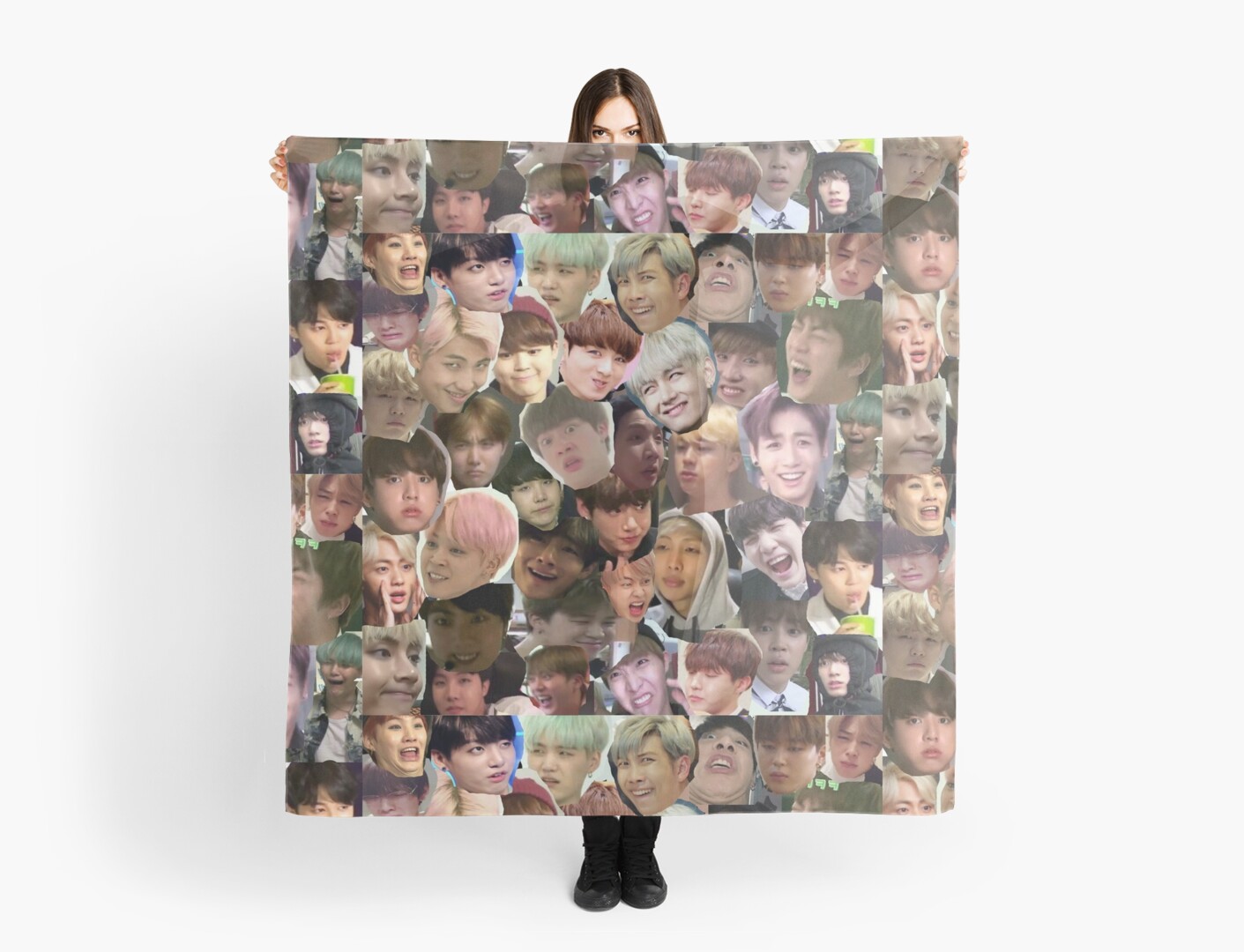 BTS MEME FACE COLLAGE Scarves By Kpop Channel Redbubble