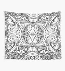 Escher Like Abstract Hand Drawn Graphite Gray Depth Wall Tapestry