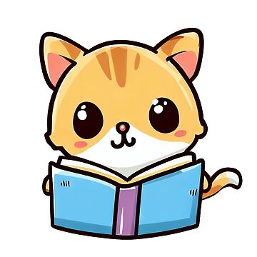 Kawaii Cat Reading A Book - Dibujo De Gato Kawaii Leyendo - Free