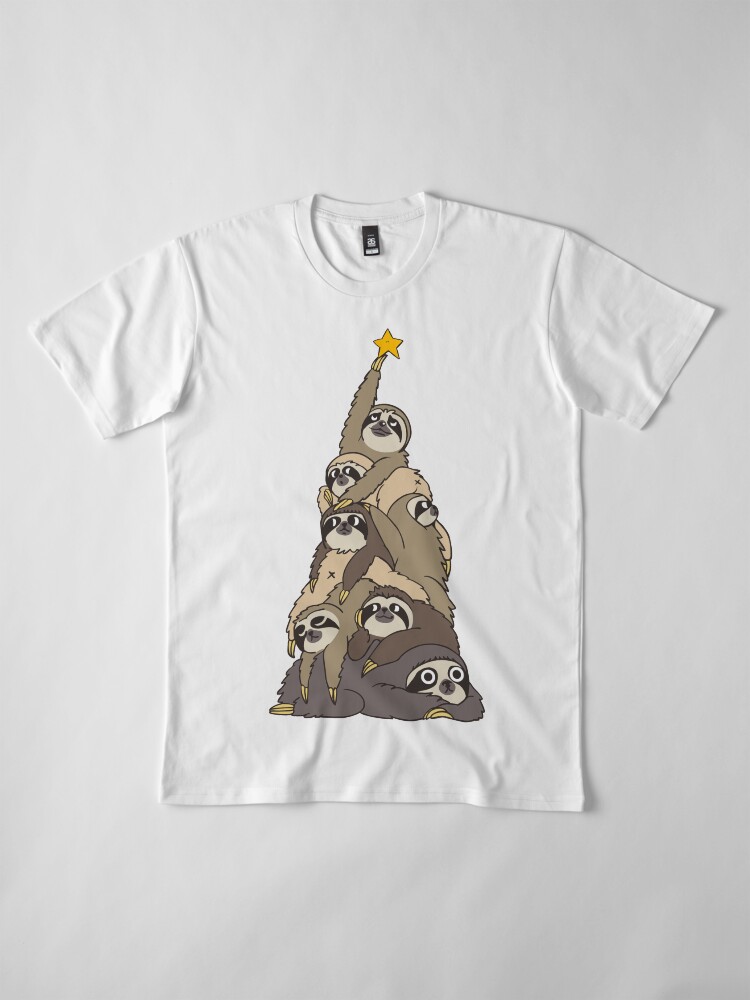 Alternate view of Christmas Tree Sloths Premium T-Shirt