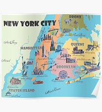 New York City NY Highlights Map Poster