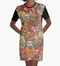 Because Sloths Autumn Graphic T-Shirt Dress