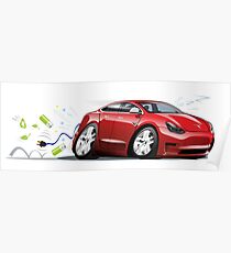 Cartoon electric car Poster