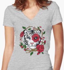 White Tiger Women's Fitted V-Neck T-Shirt