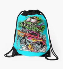 Retro Drag Racing Hot Rod gasser. Drawstring Bag
