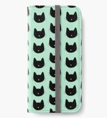 Niedliches Katzenmuster - Seafoam Green iPhone Flip-Case/Hülle/Skin