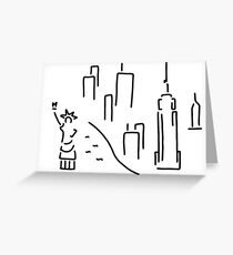 new York the Statue of Liberty skyscraper Greeting Card