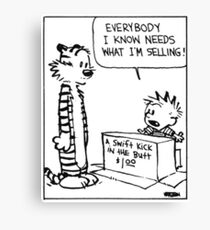 Calvin and Hobbes "A Swift Kick in the Butt" Comic Strip Canvas Print